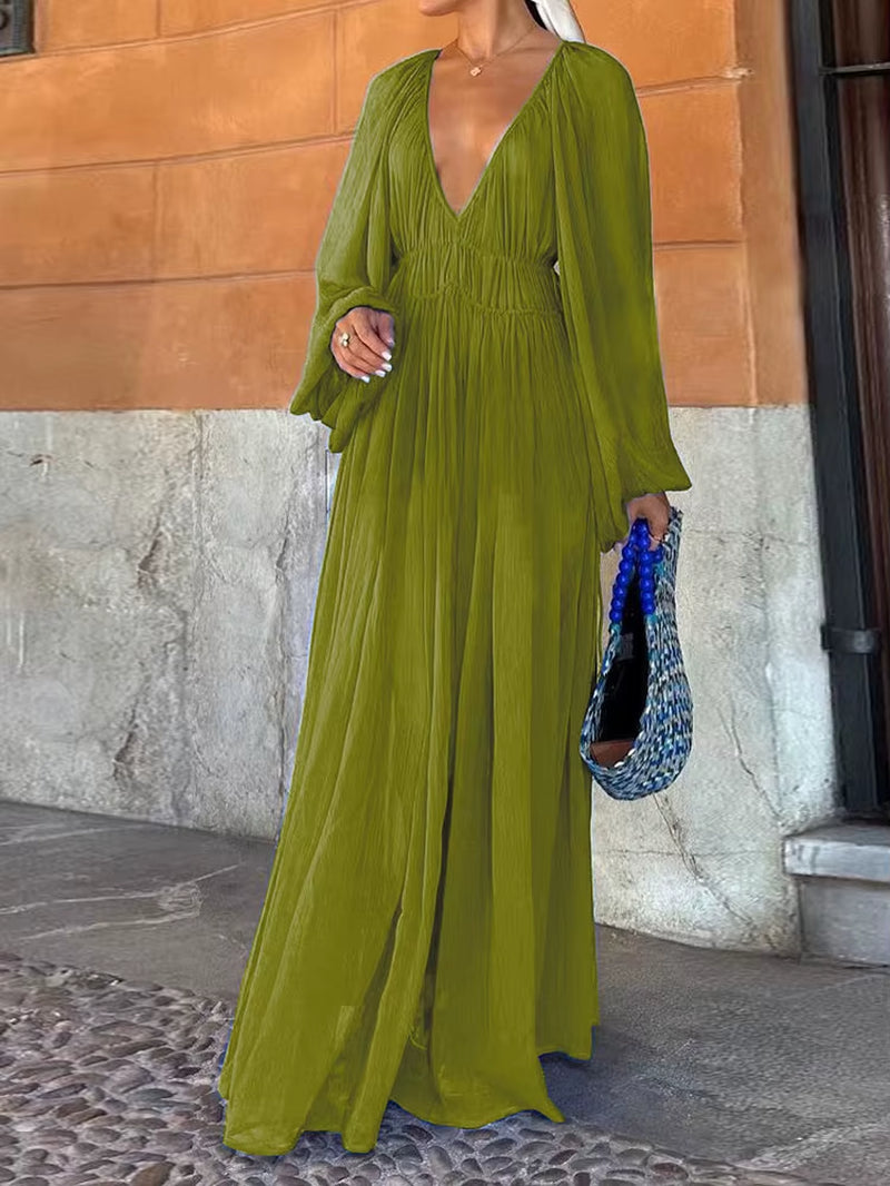 Effortless Beach Vibes: Beach Style Long Sleeve Maxi Dress